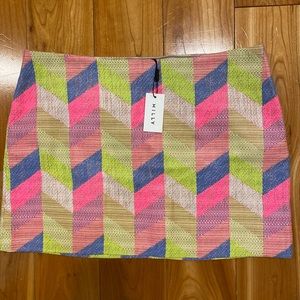 NWT MILLY Bright Neon Mini Skirt Size 12 Zig Zag